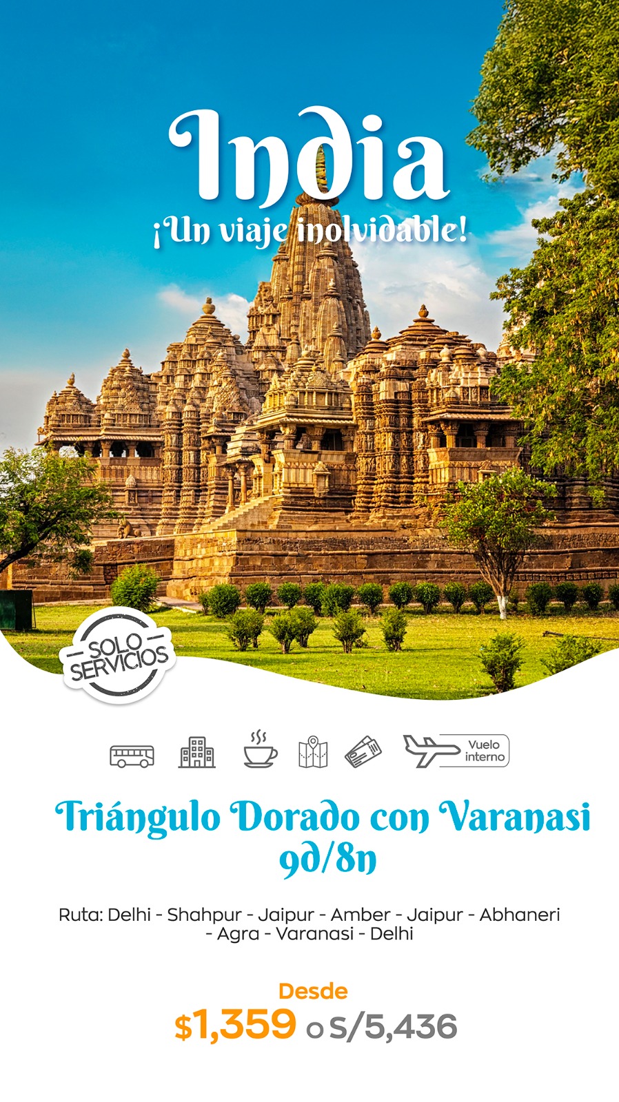 India: Triángulo Dorado con Varanasi